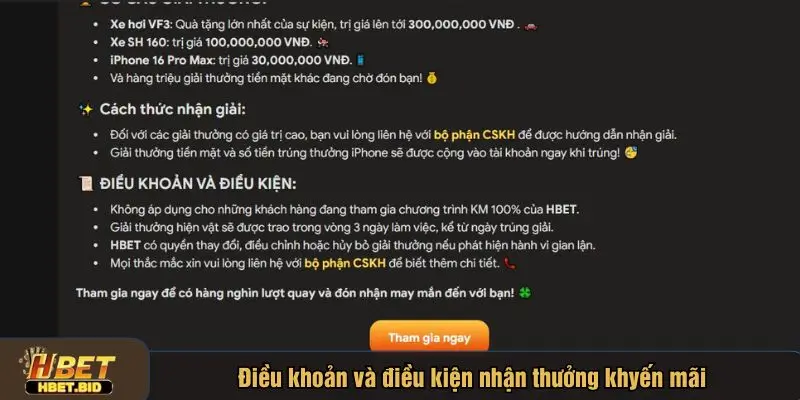 Điều kiện tham gia sự kiện ưu đãi