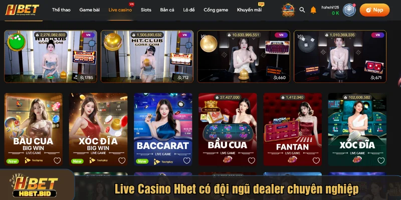 Live Casino Hbet có đội ngũ dealer chuyên nghiệp