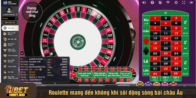 Roulette mang đến không khí sôi động đúng chuẩn sòng bài châu Âu