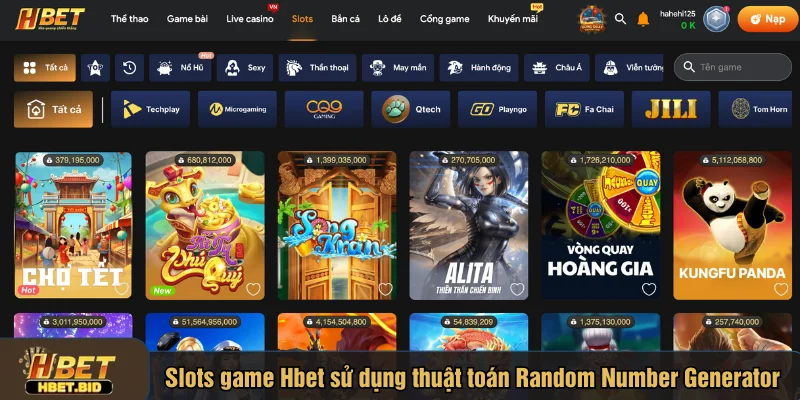 Slots game HBET sử dụng thuật toán Random Number Generator